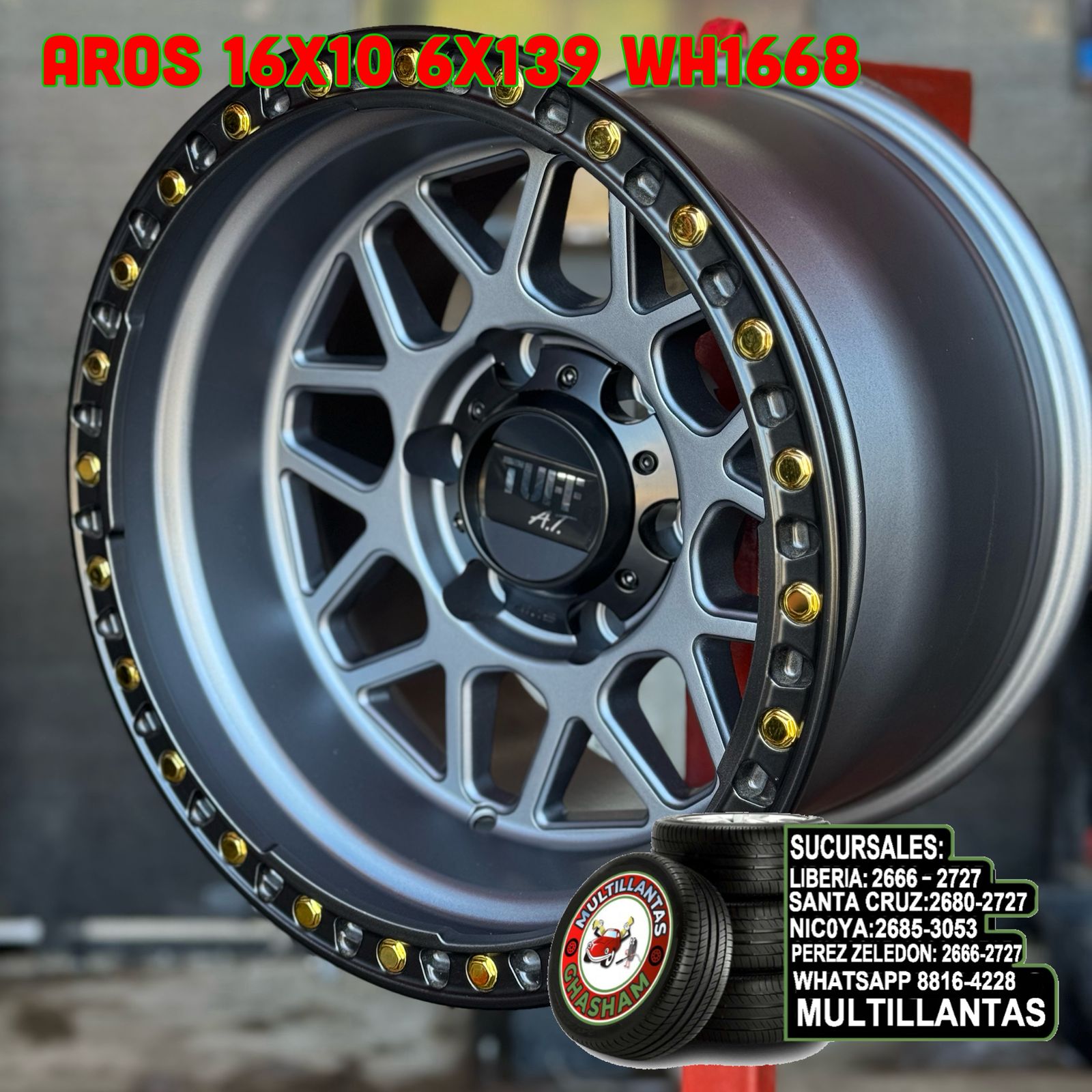 AROS # 16X10 6X139.7 ET-25 GY-B WH1668